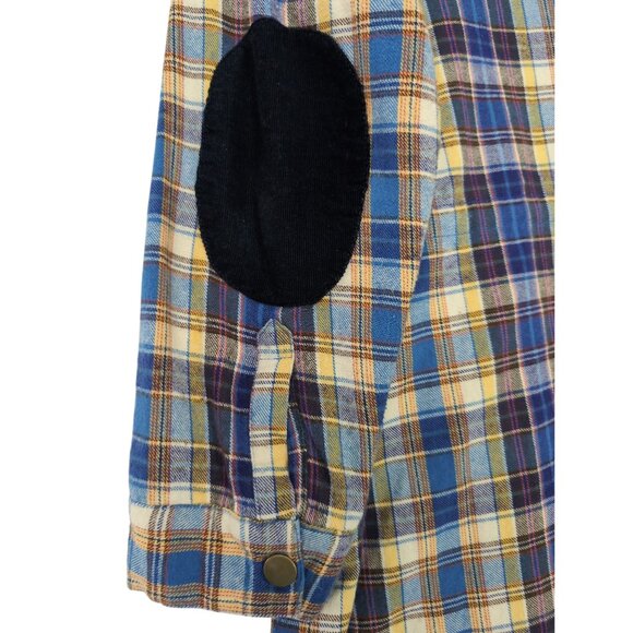 Fervour Jacket Womens 1X Blue Plaid Flannel Hood Elbow Patch Outdoor Cabincore - Picture 7 of 14